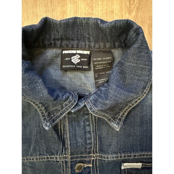 Vintage Rocawear Denim Jacket Y2K Hip Hop Streetwear XL Blue Founded By Jay Z - Picture 4 of 8